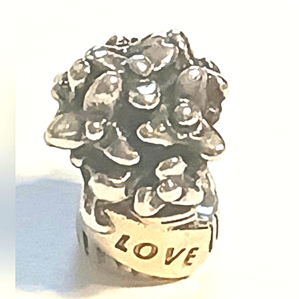 Pandora 14k Gold and Sterling Silver Retired Bouquet of Flowers Charm